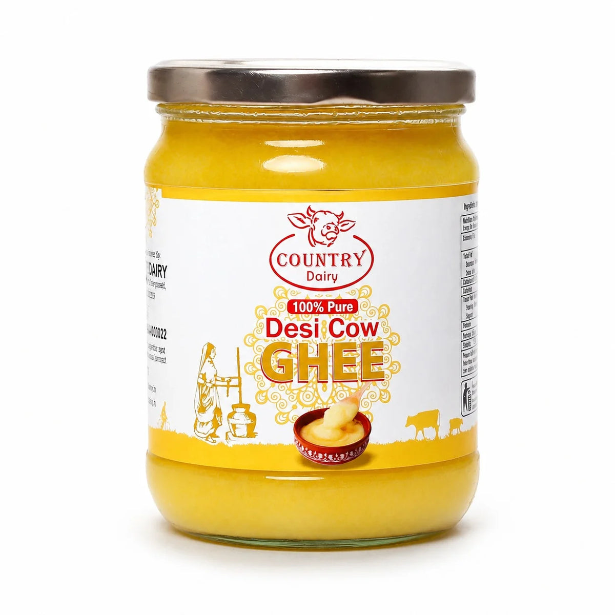 Country Dairy A2 desi cow ghee, 500ml Glass Jar